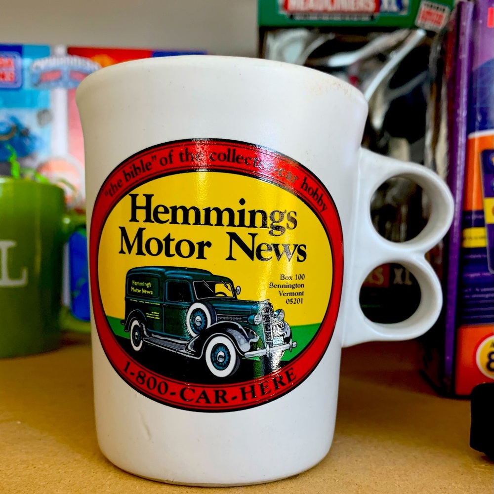 Hemming Motor News Vintage Ceramic Collector’s Mug Coffee Cup Double Ring Handle